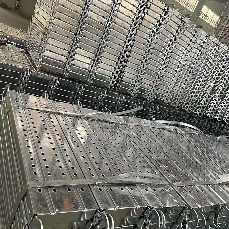 Galvanized adjustable steel props on pallets with three props extended